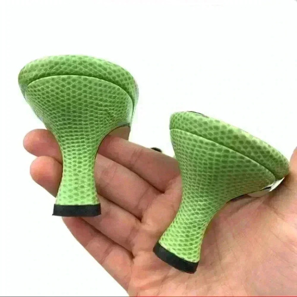 Vaneli heels 8.5 S green leather snakeskin print - Picture 8 of 11